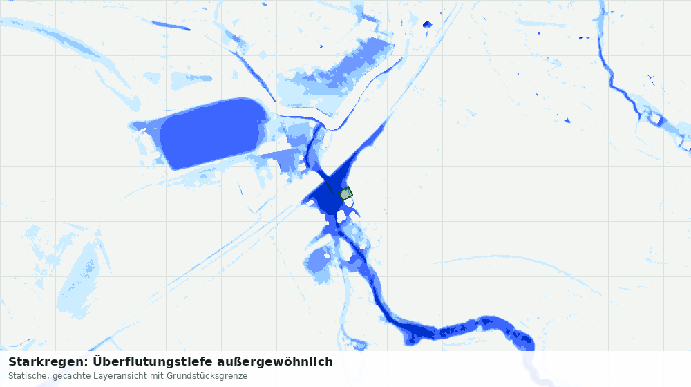 Statische Kartenansicht: Starkregen: Überflutungstiefe außergewöhnlich