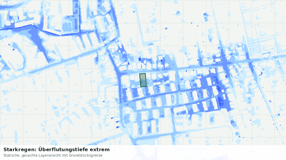 Statische Kartenansicht: Starkregen: Überflutungstiefe extrem