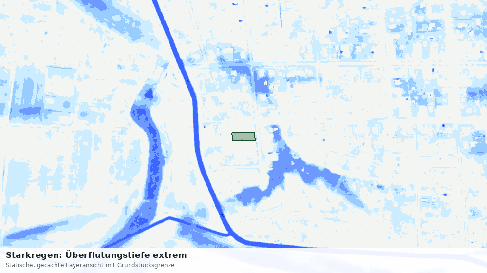 Statische Kartenansicht: Starkregen: Überflutungstiefe extrem