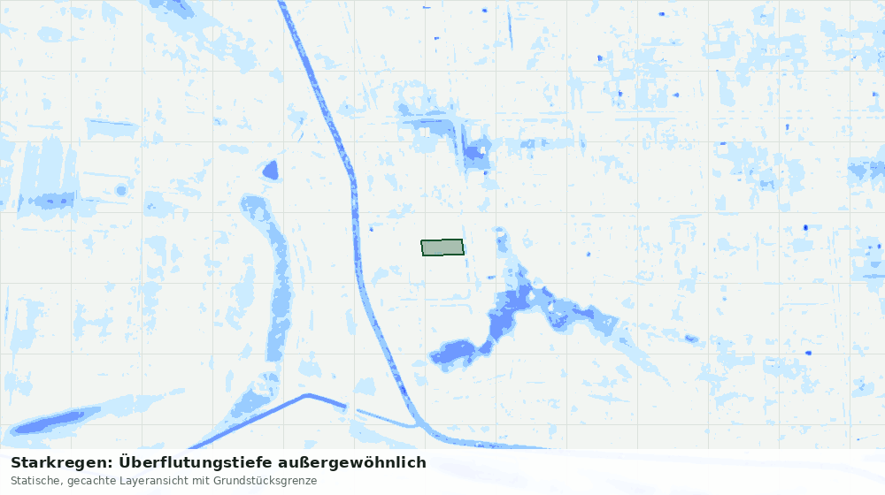 Statische Kartenansicht: Starkregen: Überflutungstiefe außergewöhnlich