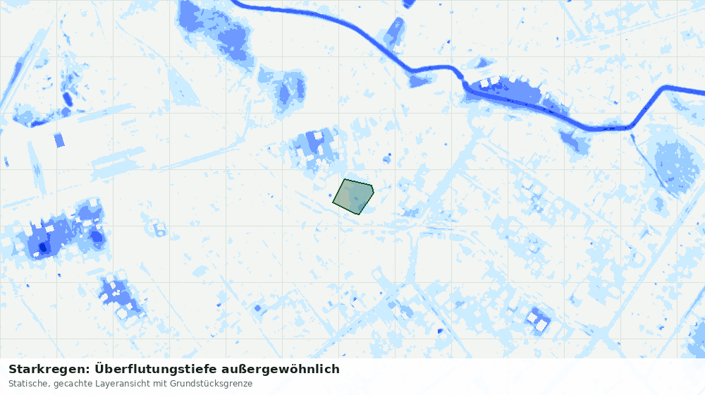 Statische Kartenansicht: Starkregen: Überflutungstiefe außergewöhnlich