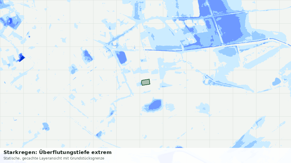 Statische Kartenansicht: Starkregen: Überflutungstiefe extrem