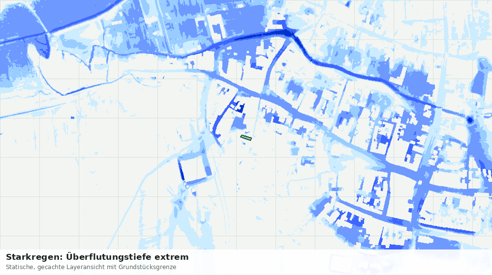 Statische Kartenansicht: Starkregen: Überflutungstiefe extrem