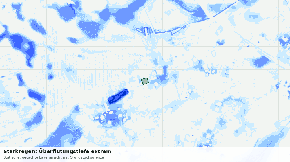 Statische Kartenansicht: Starkregen: Überflutungstiefe extrem