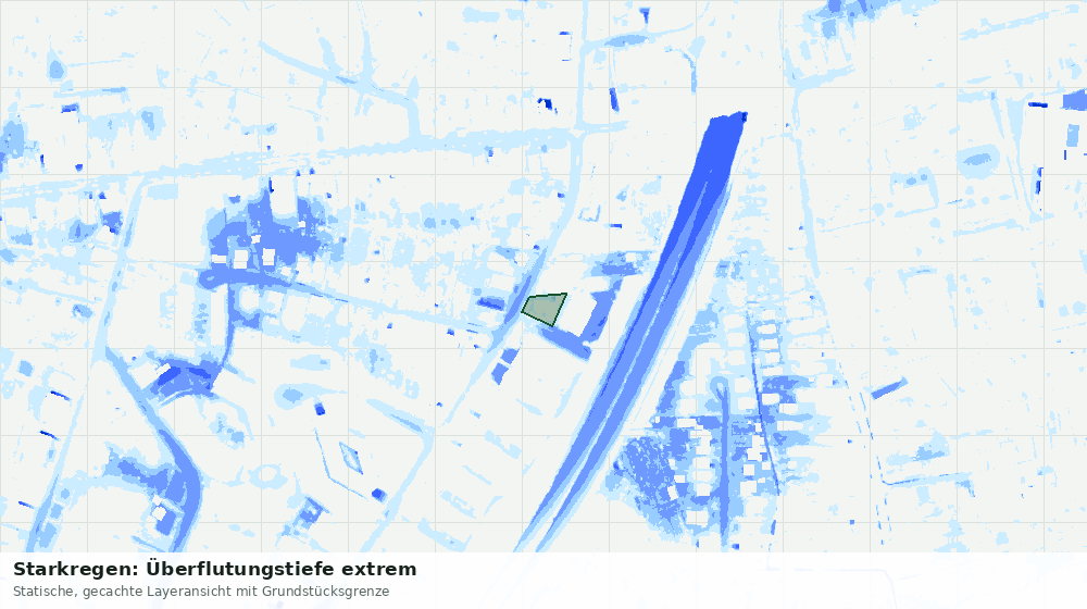 Statische Kartenansicht: Starkregen: Überflutungstiefe extrem