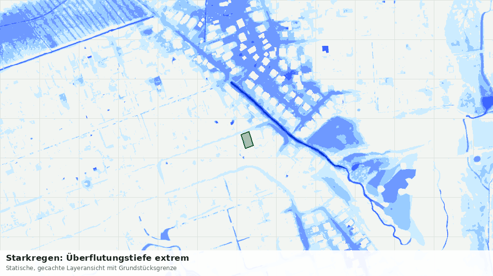 Statische Kartenansicht: Starkregen: Überflutungstiefe extrem