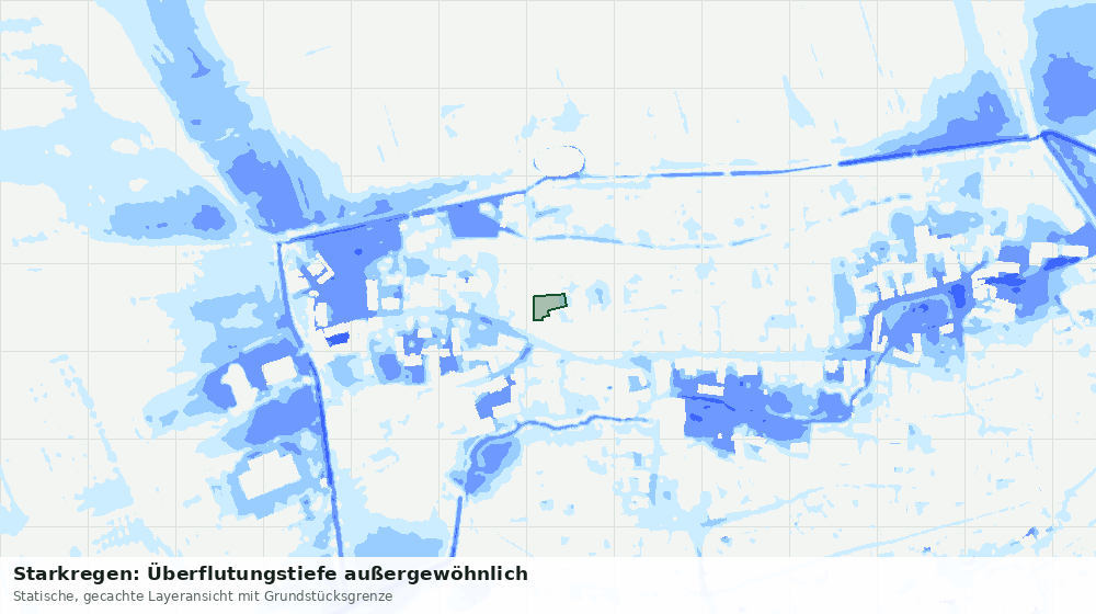 Statische Kartenansicht: Starkregen: Überflutungstiefe außergewöhnlich