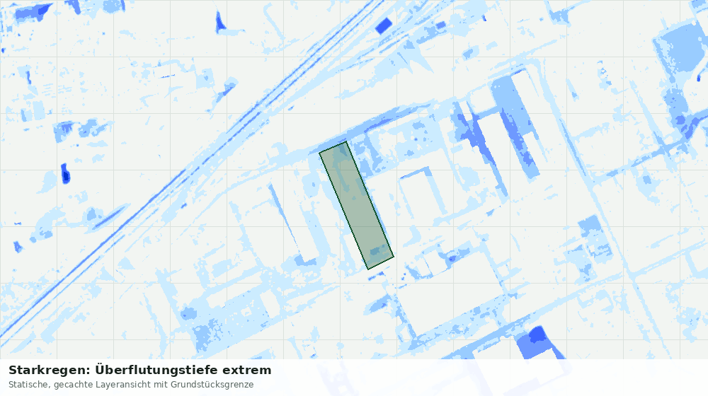 Statische Kartenansicht: Starkregen: Überflutungstiefe extrem