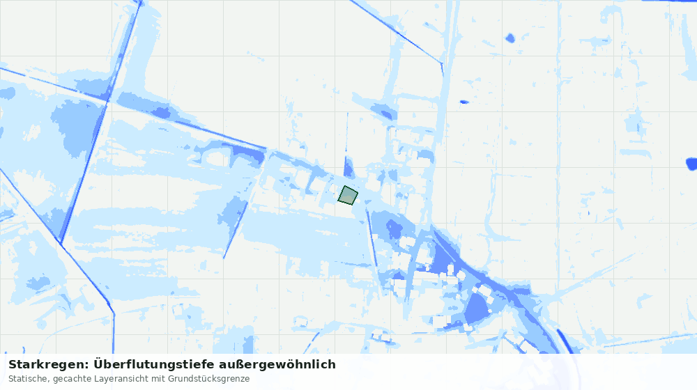 Statische Kartenansicht: Starkregen: Überflutungstiefe außergewöhnlich