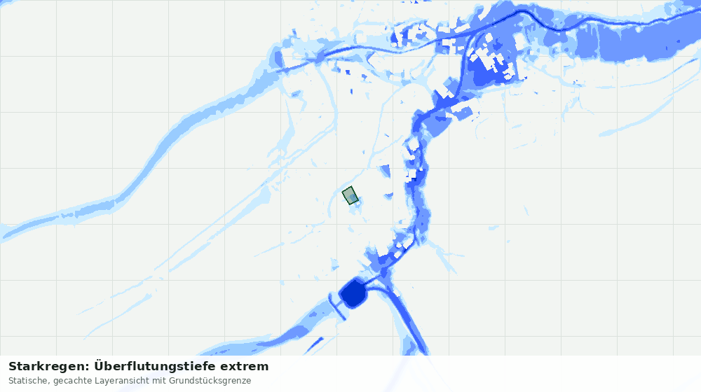 Statische Kartenansicht: Starkregen: Überflutungstiefe extrem