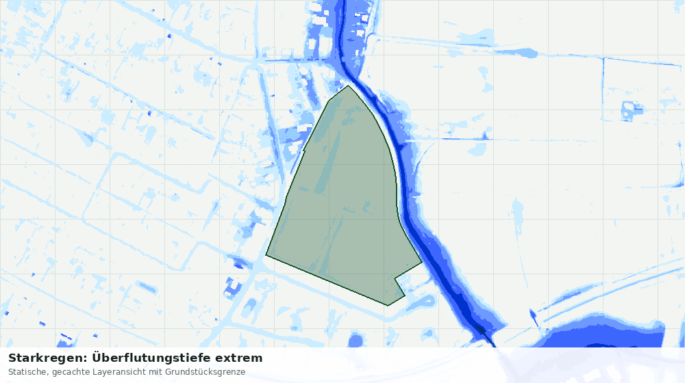 Statische Kartenansicht: Starkregen: Überflutungstiefe extrem