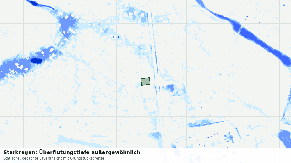 Statische Kartenansicht: Starkregen: Überflutungstiefe außergewöhnlich