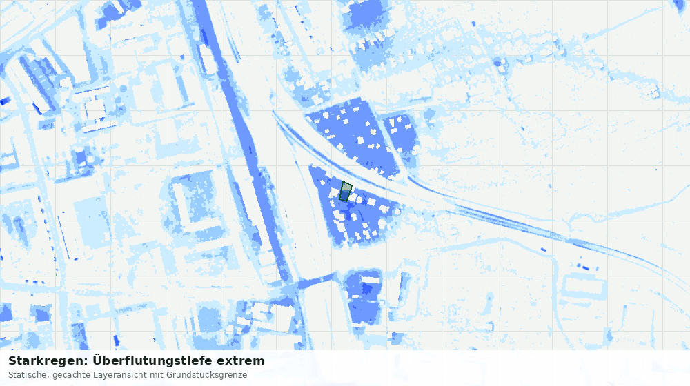 Statische Kartenansicht: Starkregen: Überflutungstiefe extrem