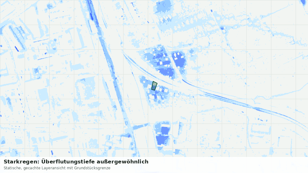 Statische Kartenansicht: Starkregen: Überflutungstiefe außergewöhnlich