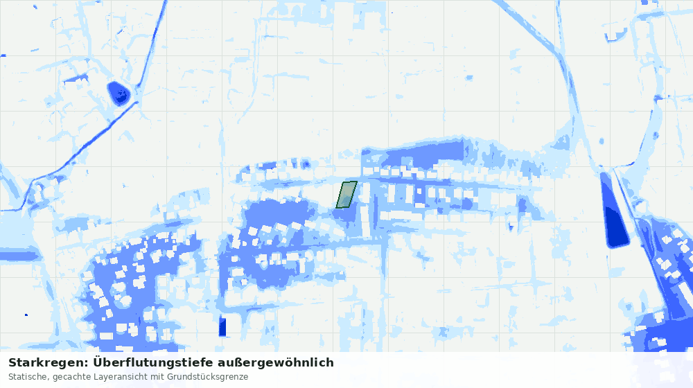 Statische Kartenansicht: Starkregen: Überflutungstiefe außergewöhnlich