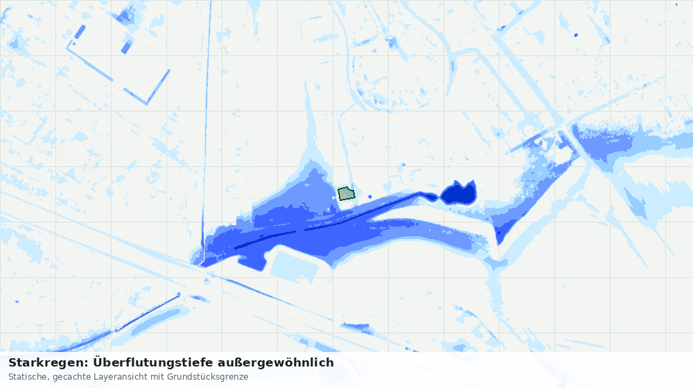 Statische Kartenansicht: Starkregen: Überflutungstiefe außergewöhnlich