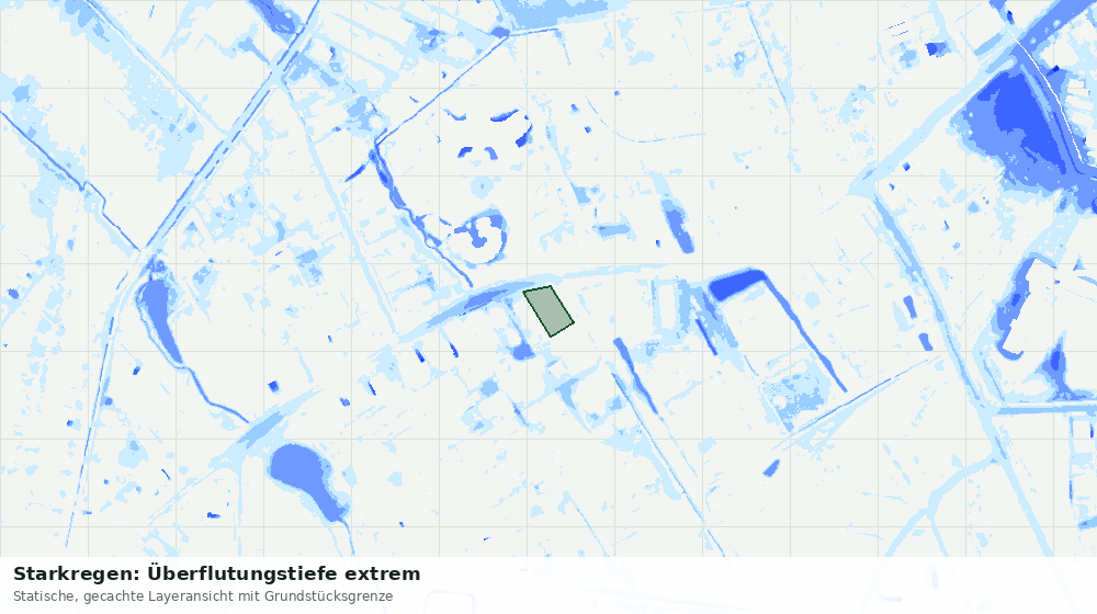 Statische Kartenansicht: Starkregen: Überflutungstiefe extrem