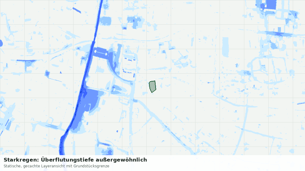 Statische Kartenansicht: Starkregen: Überflutungstiefe außergewöhnlich