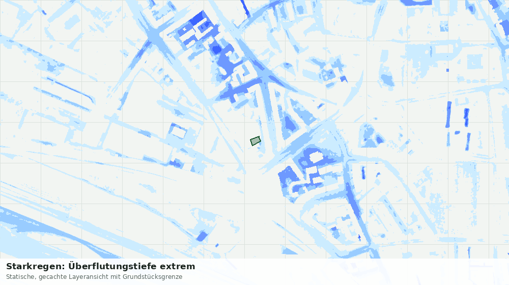 Statische Kartenansicht: Starkregen: Überflutungstiefe extrem
