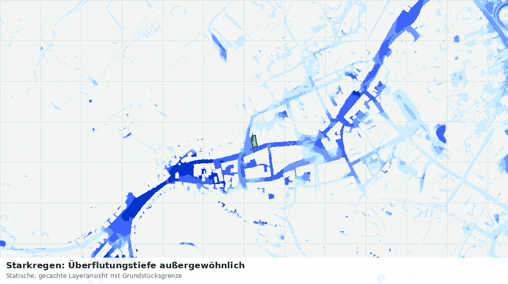 Statische Kartenansicht: Starkregen: Überflutungstiefe außergewöhnlich