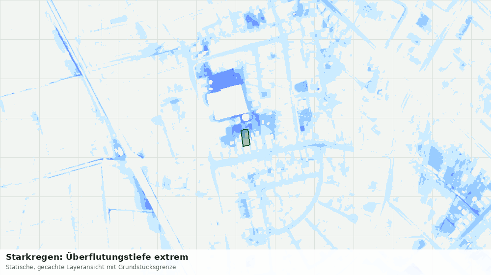Statische Kartenansicht: Starkregen: Überflutungstiefe extrem