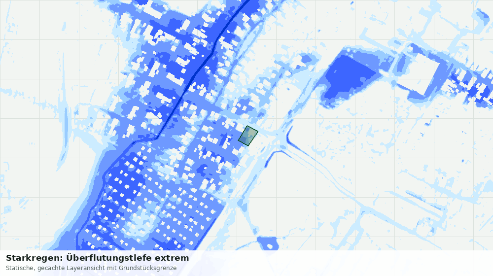 Statische Kartenansicht: Starkregen: Überflutungstiefe extrem