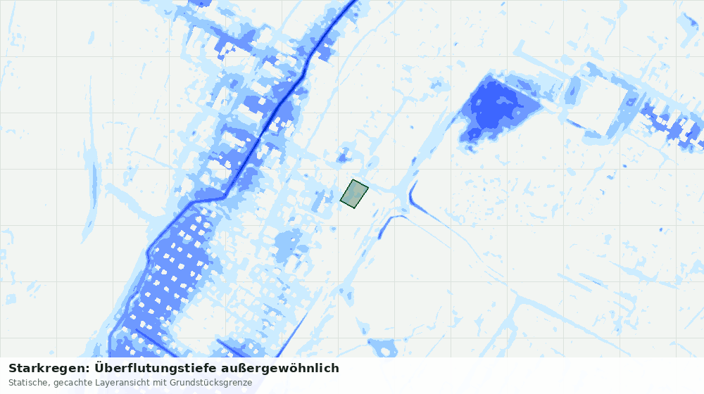 Statische Kartenansicht: Starkregen: Überflutungstiefe außergewöhnlich