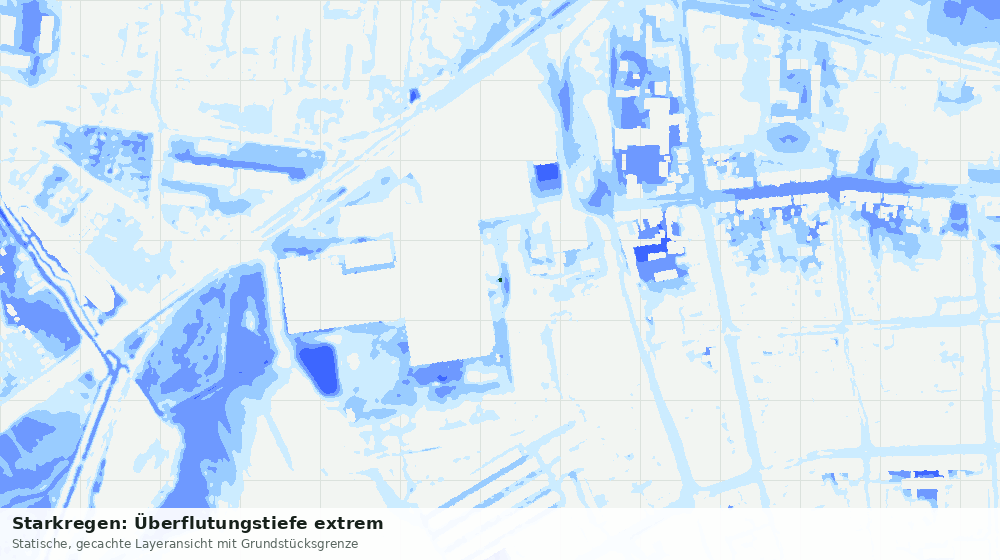 Statische Kartenansicht: Starkregen: Überflutungstiefe extrem