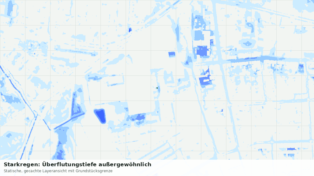 Statische Kartenansicht: Starkregen: Überflutungstiefe außergewöhnlich