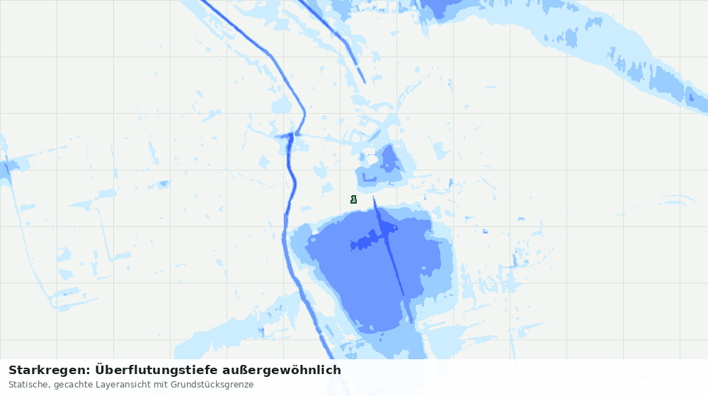 Statische Kartenansicht: Starkregen: Überflutungstiefe außergewöhnlich