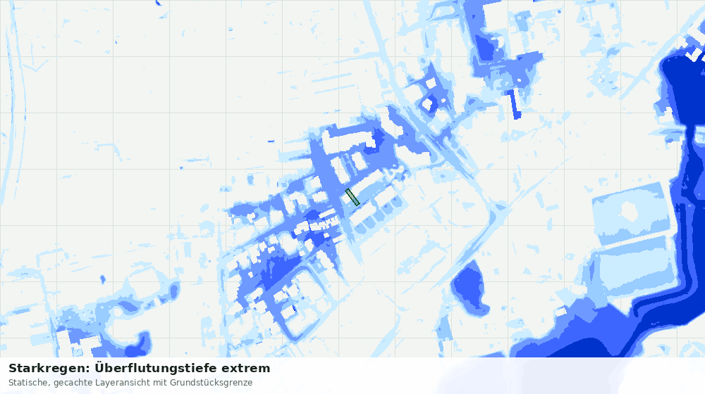 Statische Kartenansicht: Starkregen: Überflutungstiefe extrem