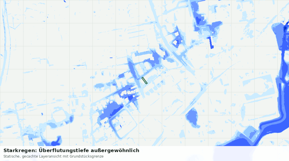 Statische Kartenansicht: Starkregen: Überflutungstiefe außergewöhnlich