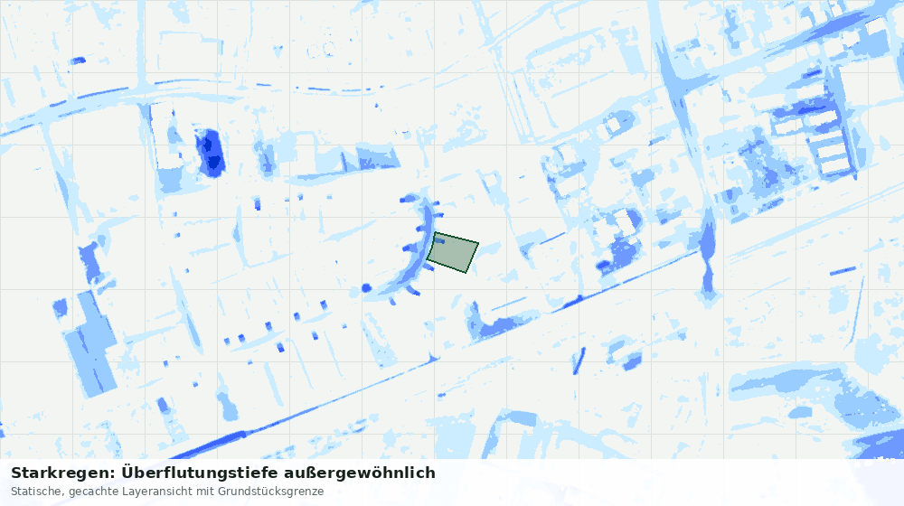 Statische Kartenansicht: Starkregen: Überflutungstiefe außergewöhnlich