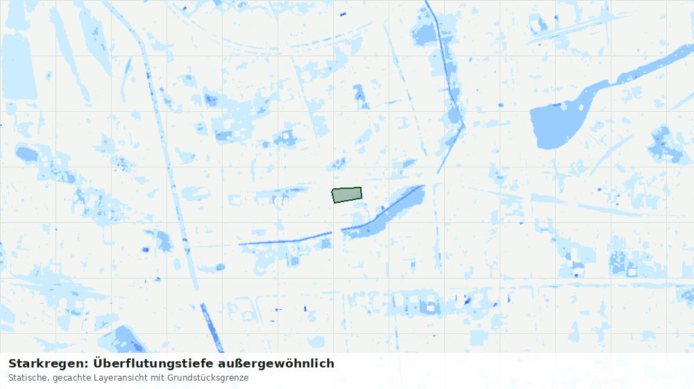 Statische Kartenansicht: Starkregen: Überflutungstiefe außergewöhnlich