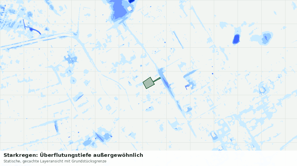 Statische Kartenansicht: Starkregen: Überflutungstiefe außergewöhnlich