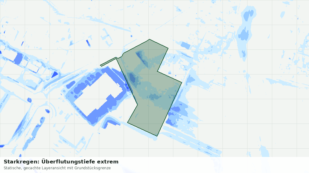 Statische Kartenansicht: Starkregen: Überflutungstiefe extrem