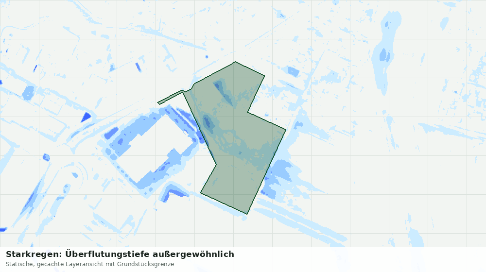 Statische Kartenansicht: Starkregen: Überflutungstiefe außergewöhnlich