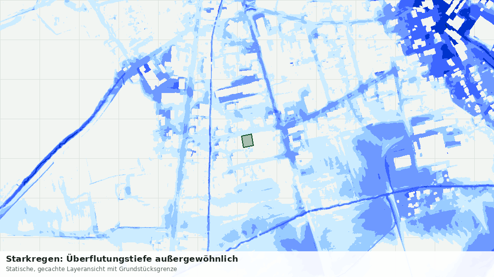 Statische Kartenansicht: Starkregen: Überflutungstiefe außergewöhnlich