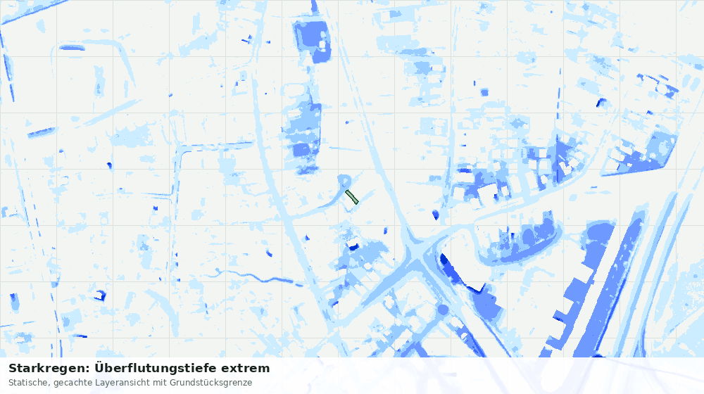 Statische Kartenansicht: Starkregen: Überflutungstiefe extrem