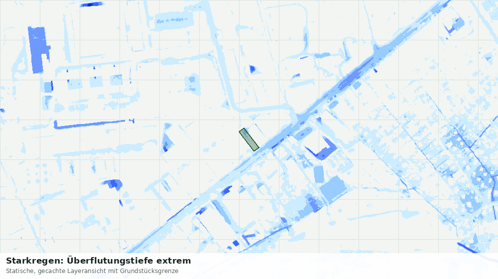Statische Kartenansicht: Starkregen: Überflutungstiefe extrem