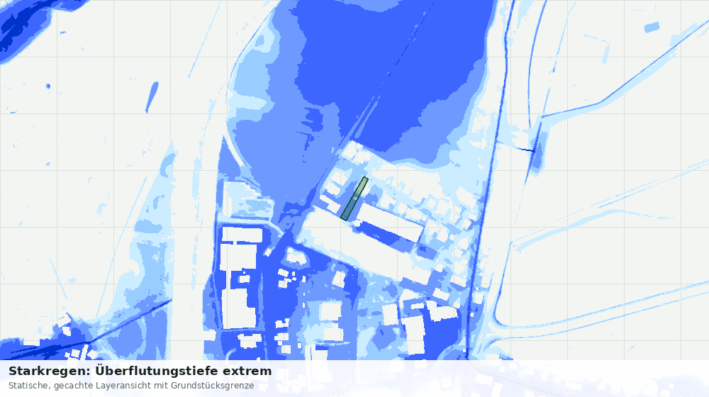 Statische Kartenansicht: Starkregen: Überflutungstiefe extrem