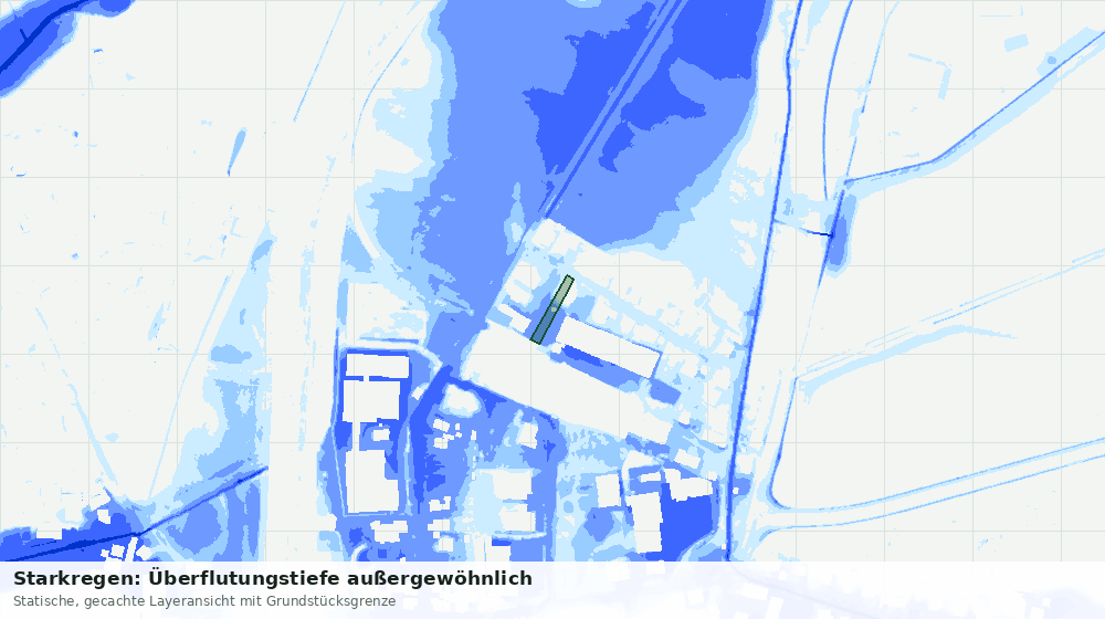 Statische Kartenansicht: Starkregen: Überflutungstiefe außergewöhnlich
