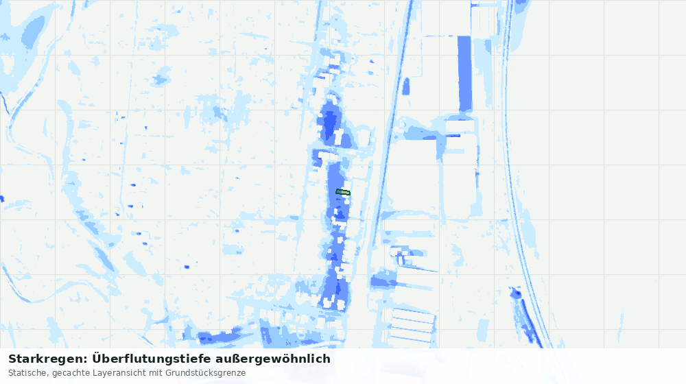 Statische Kartenansicht: Starkregen: Überflutungstiefe außergewöhnlich