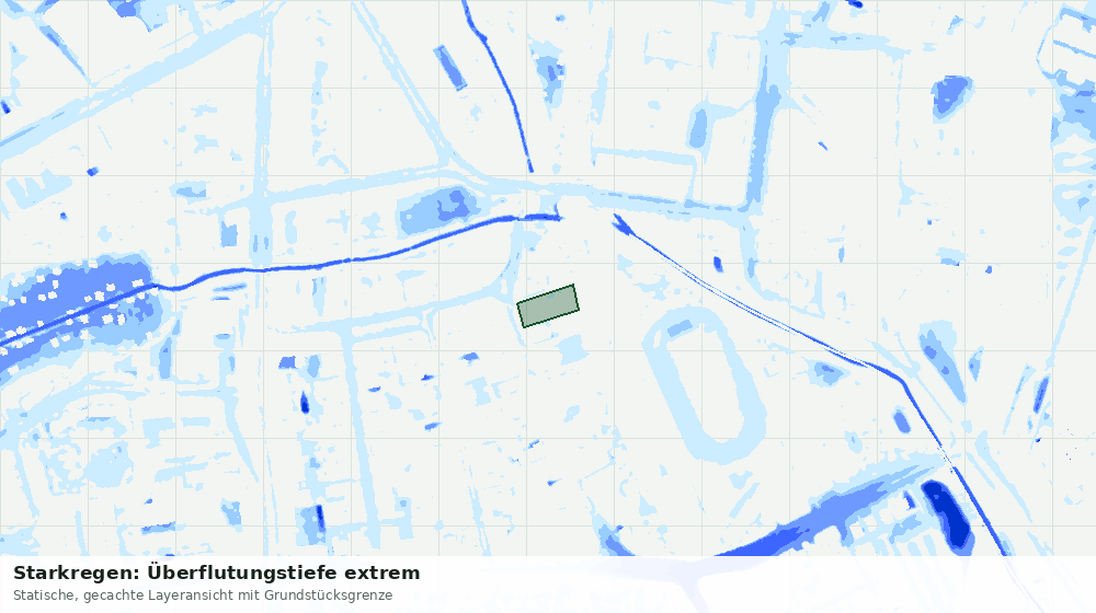 Statische Kartenansicht: Starkregen: Überflutungstiefe extrem
