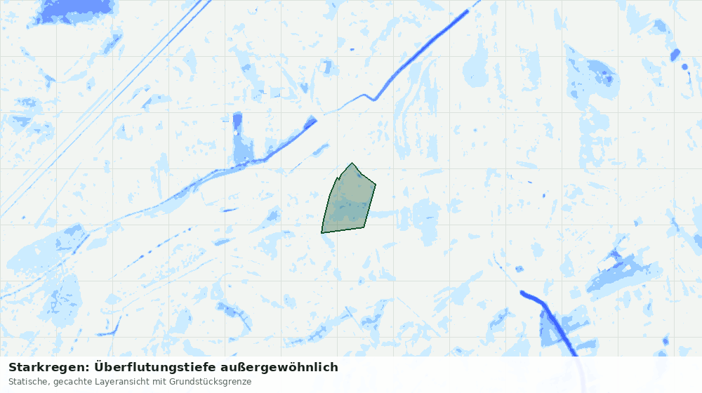 Statische Kartenansicht: Starkregen: Überflutungstiefe außergewöhnlich