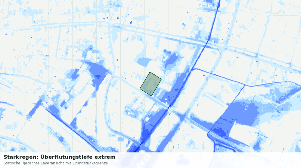 Statische Kartenansicht: Starkregen: Überflutungstiefe extrem