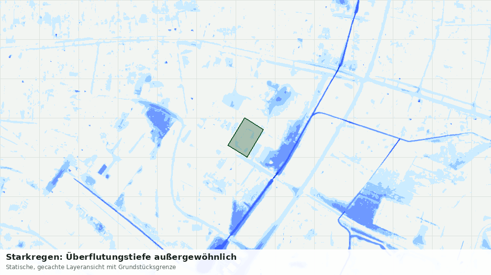 Statische Kartenansicht: Starkregen: Überflutungstiefe außergewöhnlich