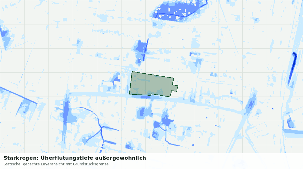 Statische Kartenansicht: Starkregen: Überflutungstiefe außergewöhnlich