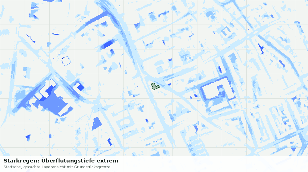 Statische Kartenansicht: Starkregen: Überflutungstiefe extrem