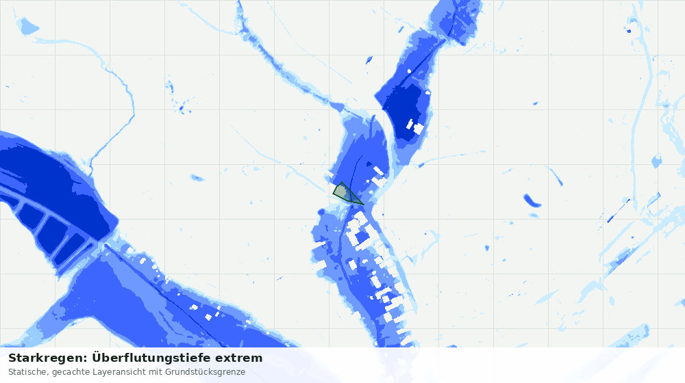 Statische Kartenansicht: Starkregen: Überflutungstiefe extrem